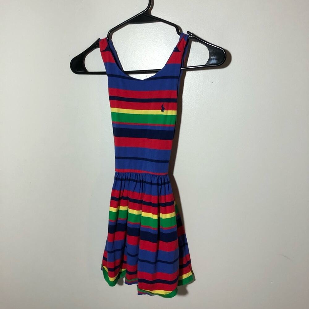 Polo Ralph Lauren girls sz 6 striped cotton tank dress colorful red blue preppy